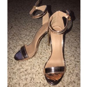 Metallic Rose Gold strappy heels